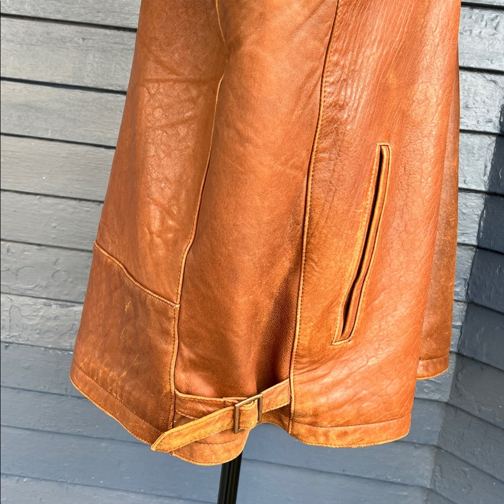 Men's Vintage Weatherproof 100% Genuine Brown Leather Jacket - Picture 4 of 9